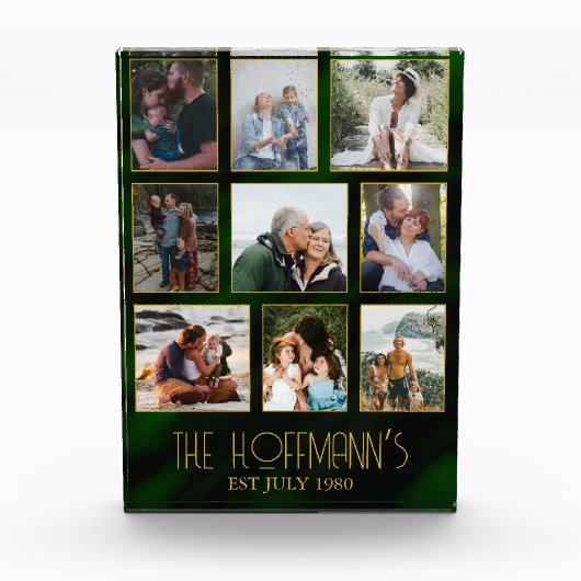 Elegant Emerald Green Gold Lijst Foto Collage (Voorkant)