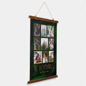 Elegant Emerald Green Gold Lijst Foto Collage Hangend Wandkleed (Gebogen)