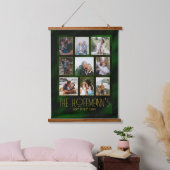 Elegant Emerald Green Gold Lijst Foto Collage Hangend Wandkleed (Slaapkamer)