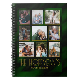 Elegant Emerald Green Gold Lijst Foto Collage Notitieboek