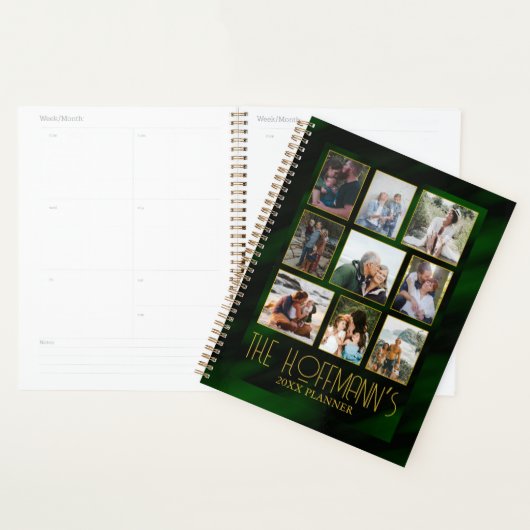 Elegant Emerald Green Gold Lijst Foto Collage Planner (Display)