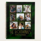 Elegant Emerald Green Gold Lijst Foto Collage Planner (Voorkant)