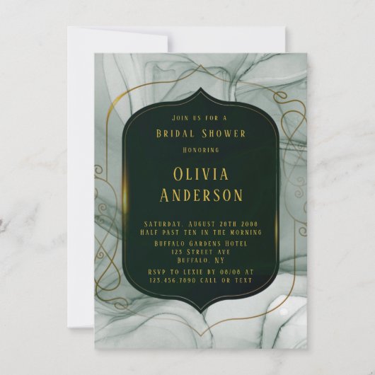 Elegant Emerald Green Gold Lijst Vrijgezellenfeest Kaart (Voorkant)