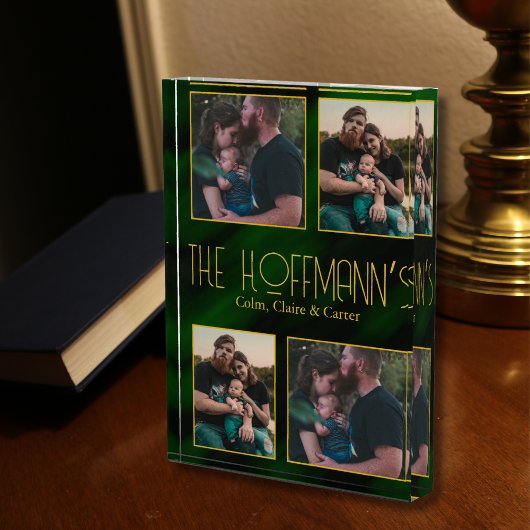 Elegant Emerald Green Gold Lijsten 4 Foto Block