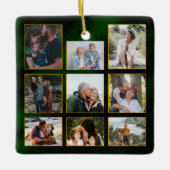 Elegant Emerald Green Gold Lijsten Foto met Kerstm Keramisch Ornament (Voorkant)