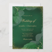 Elegant Emerald Green Gold Marble Wedding Kaart (Voorkant)