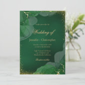Elegant Emerald Green Gold Marble Wedding Kaart (Staand voorkant)