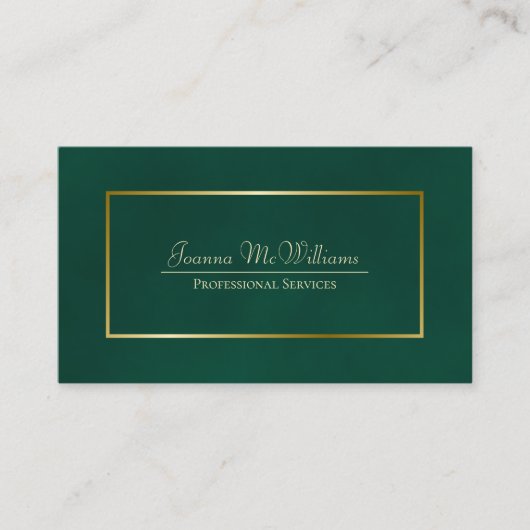 Elegant Emerald Green & Gold Professional QR-code Visitekaartje (Voorkant)