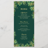 Elegant Emerald Green & Gold Rustic Wedding Menu (Voorkant)