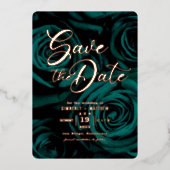 Elegant Emerald Green gold Save the date bruiloft Folie Uitnodiging (Voorkant)