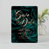 Elegant Emerald Green gold Save the date bruiloft Folie Uitnodiging (Staand Voorkant)
