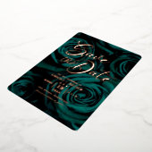 Elegant Emerald Green gold Save the date bruiloft Folie Uitnodiging (Gedraaid)