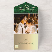 Elegant Emerald Green Gold Wedding All In One Uitnodiging (Buitenkant)