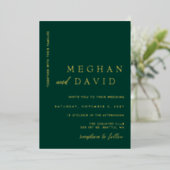 Elegant Emerald Green Gold Wedding Folie Folie Uitnodiging (Staand Voorkant)