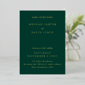 Elegant Emerald Green Gold Wedding Folie Folie Uitnodiging (Staand Voorkant)