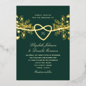 Elegant Emerald Green Gold Wedding Folie Uitnodiging (Voorkant)