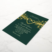 Elegant Emerald Green Gold Wedding Folie Uitnodiging (Gedraaid)