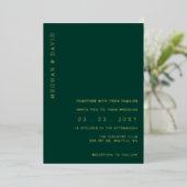 Elegant Emerald Green Gold Wedding Folie Uitnodiging (Staand Voorkant)