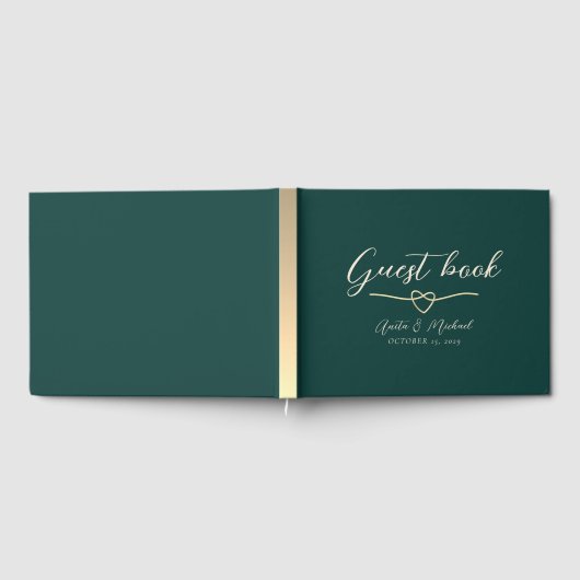 Elegant Emerald Green Gold Wedding Gastenboek (Volledig)