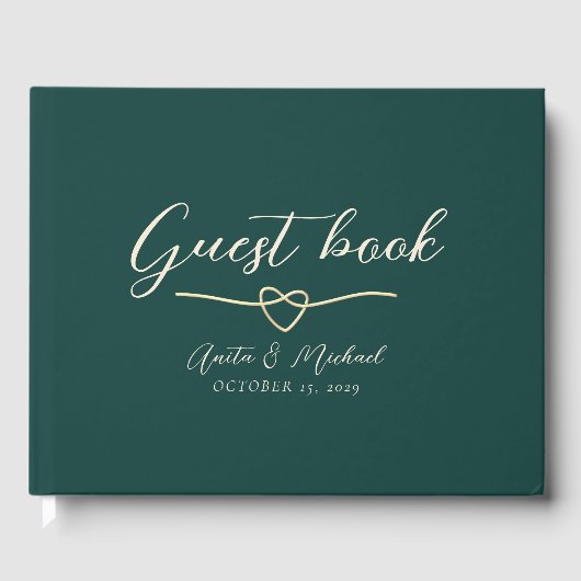 Elegant Emerald Green Gold Wedding Gastenboek (Voorkant)
