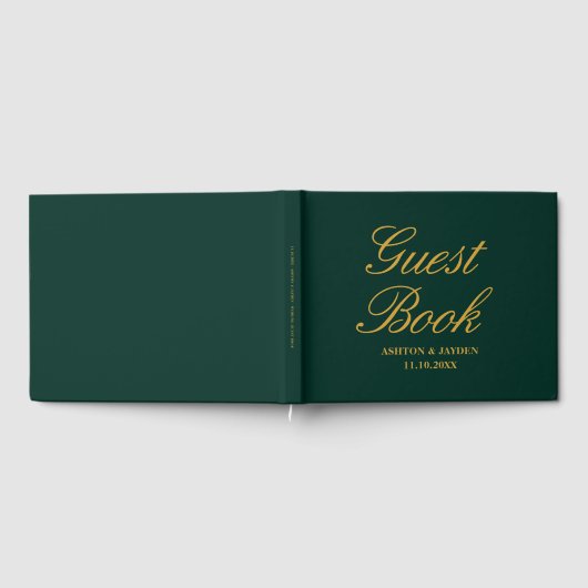 Elegant Emerald Green Gold Wedding Guest Book Gastenboek (Volledig)