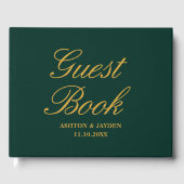 Elegant Emerald Green Gold Wedding Guest Book Gastenboek (Voorkant)