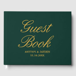 Elegant Emerald Green Gold Wedding Guest Book Gastenboek