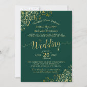 Elegant Emerald Green & Gold Wedding Livestream Kaart (Voorkant)