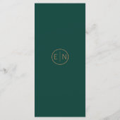 Elegant Emerald Green Golden Foliage Wedding Menu (Achterkant)