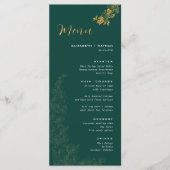 Elegant Emerald Green Golden Foliage Wedding Menu (Voorkant)