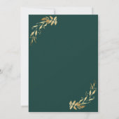 Elegant Emerald Green Golden Wreath Wedding Kaart (Achterkant)