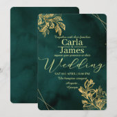 elegant emerald green goudtrouwuitnodiging kaart (Voorkant / Achterkant)