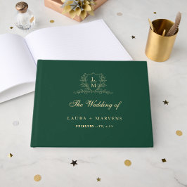 Elegant emerald Green  Grest Monogram Wedding Gastenboek