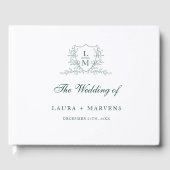 Elegant emerald Green  Grest Monogram Wedding Gastenboek (Voorkant)