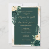 Elegant emerald green iory gold floral Weddenschap Kaart (Voorkant)