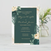 Elegant emerald green iory gold floral Weddenschap Kaart (Staand voorkant)