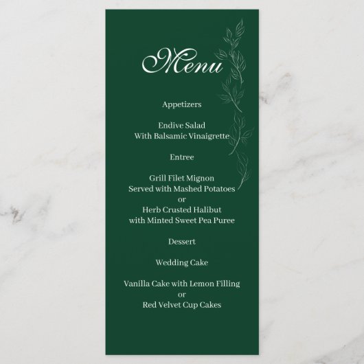 Elegant Emerald Green leaf Menu (Voorkant)