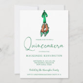 Elegant Emerald Green Lux High Heels Quinceañera Kaart (Voorkant)