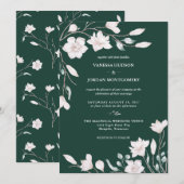Elegant Emerald Green Magnolia Wedding Kaart (Voorkant / Achterkant)