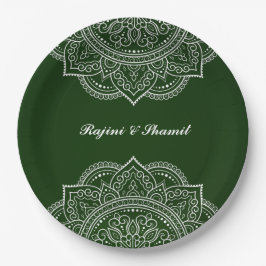 Elegant Emerald Green Mandala Indian Hindu Wedding Papieren Bordje