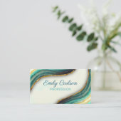 Elegant emerald green marmer faux goud glitter afsprakenkaartje (Staand voorkant)