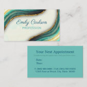 Elegant emerald green marmer faux goud glitter afsprakenkaartje (Voorkant / Achterkant)