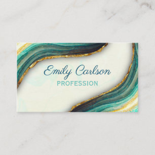 Elegant emerald green marmer faux goud glitter afsprakenkaartje