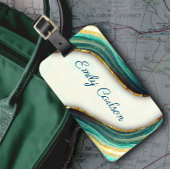 Elegant emerald green marmer faux goud glitter bagagelabel