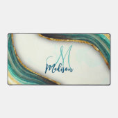 Elegant emerald green marmer faux goud glitter bureaumat (Voorkant)