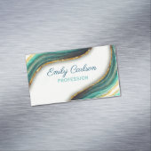 Elegant emerald green marmer faux goud glitter magnetisch visitekaartje (Voorbeeld)