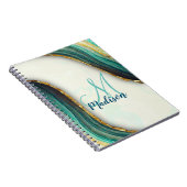 Elegant emerald green marmer faux goud glitter notitieboek (Rechterzijde)