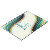 Elegant emerald green marmer faux goud glitter notitieboek (Linkerzijde)