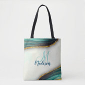 Elegant emerald green marmer faux goud glitter tote bag (Voorkant)