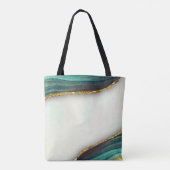 Elegant emerald green marmer faux goud glitter tote bag (Achterkant)